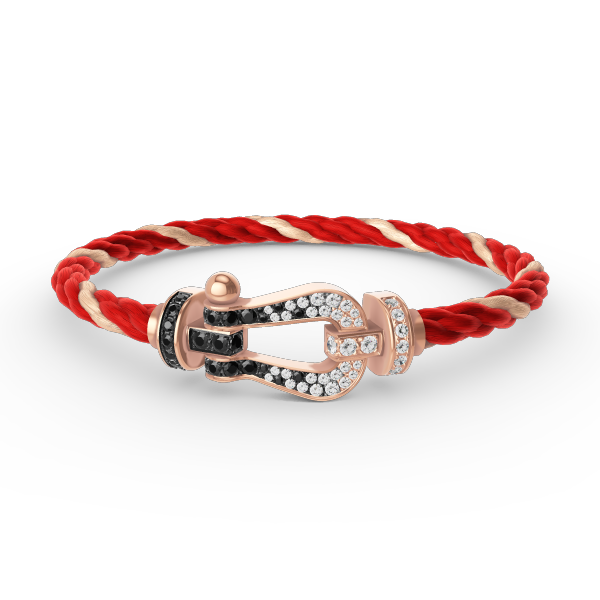[Rose Jewelrys]FORCE LARGE HORSESHOE BLACK WHITE DIAMOND BRACELET ROSE GOLD