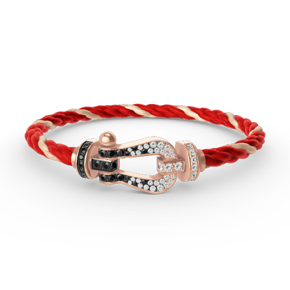 [Rose Jewelrys]FORCE LARGE HORSESHOE BLACK WHITE DIAMOND BRACELET ROSE GOLD