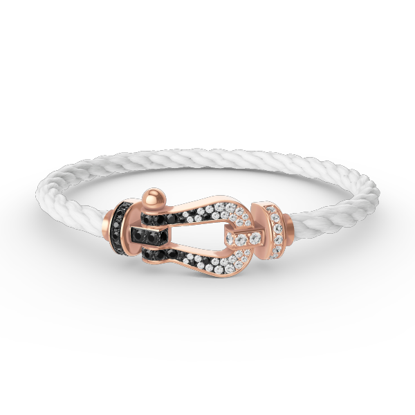 [Rose Jewelrys]FORCE LARGE HORSESHOE BLACK WHITE DIAMOND BRACELET ROSE GOLD