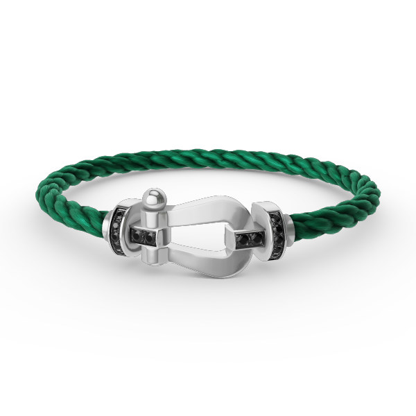 []FORCE LARGE HORSESHOE BLACK DIAMOND BRACELET SILVER