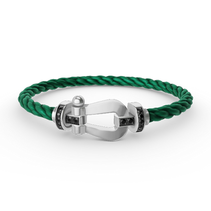 []FORCE LARGE HORSESHOE BLACK DIAMOND BRACELET SILVER