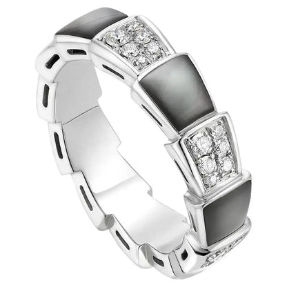 [Rose Jewelrys]SERPENTI RING SILVER DIAMOND BLACK MOP 4MM