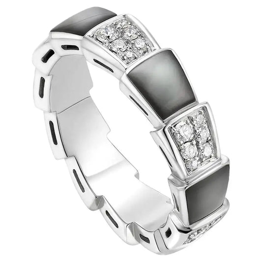 [Rose Jewelrys]SERPENTI RING SILVER DIAMOND BLACK MOP 4MM