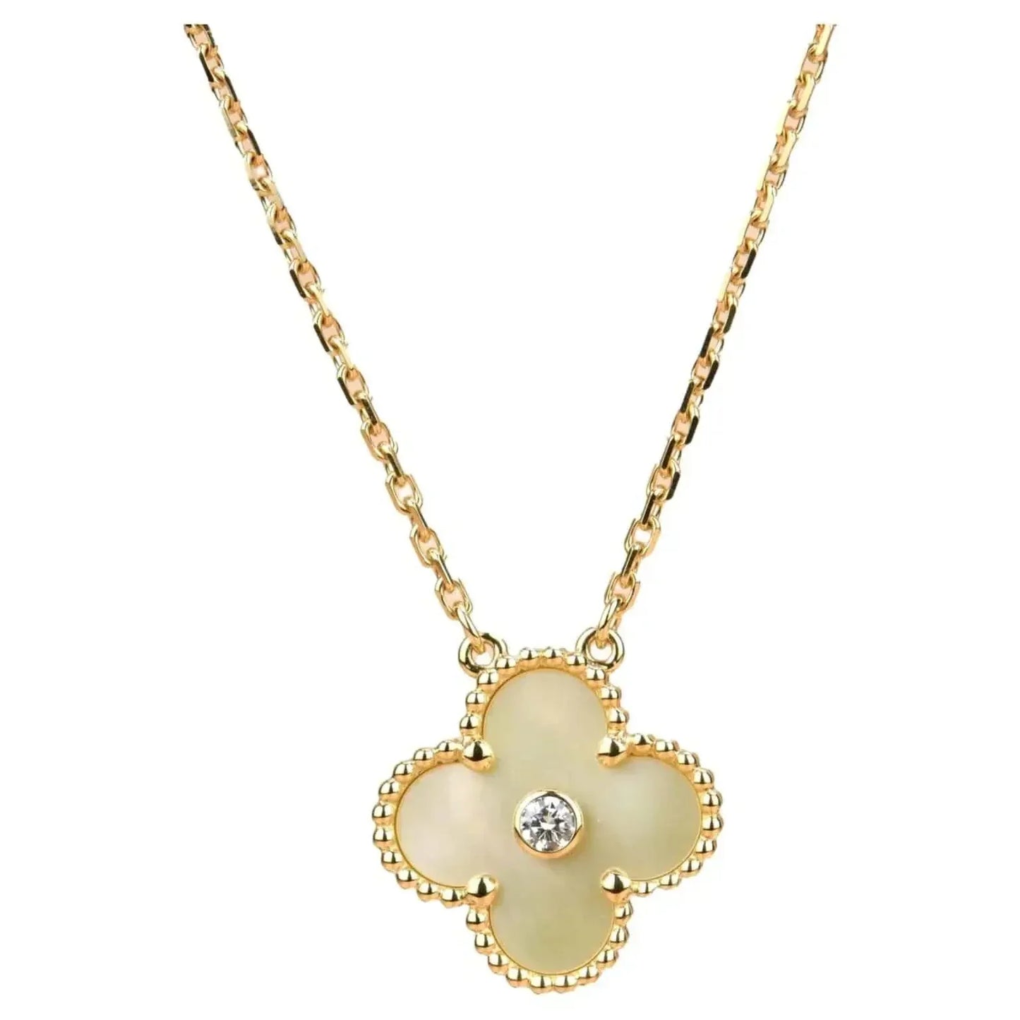 [Rose Jewelrys]CLOVER 15MM DIAMOND GOLD MOTHER OF PEARL NECKLACE