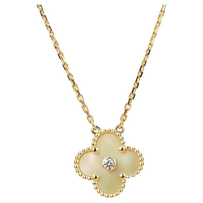 [Rose Jewelrys]CLOVER 15MM DIAMOND GOLD MOTHER OF PEARL NECKLACE