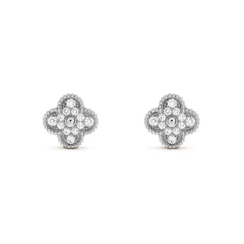 [Rose Jewelrys]CLOVER 1 MOTIFS DIAMOND STUD EARRINGS SILVER