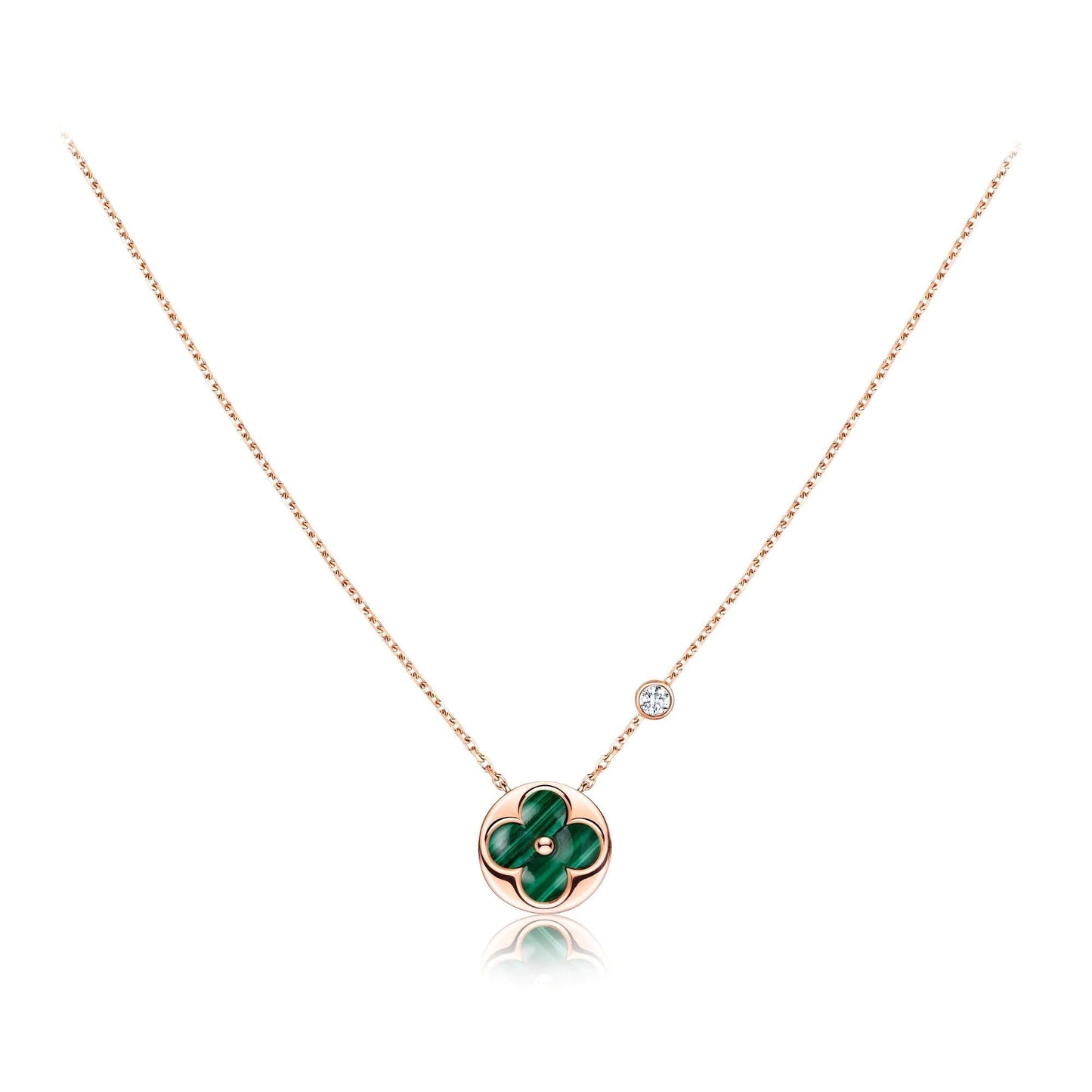 [Rose Jewelrys]SUN PEDANT PINK GOLD 1 DIAMOND NECKLACE