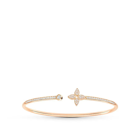 [🌹Rose💎]IDYLLE PINK GOLD OPEN BRACELET DIAMOND PAVED