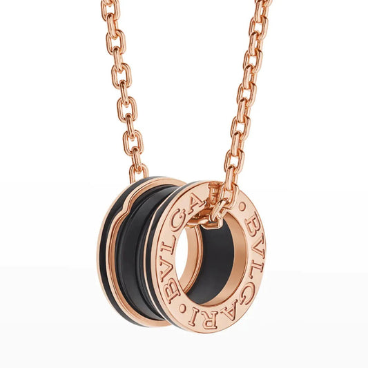 [Rose Jewelrys]ZERO 1 BLACK CERAMIC PINK GOLD NECKLACE