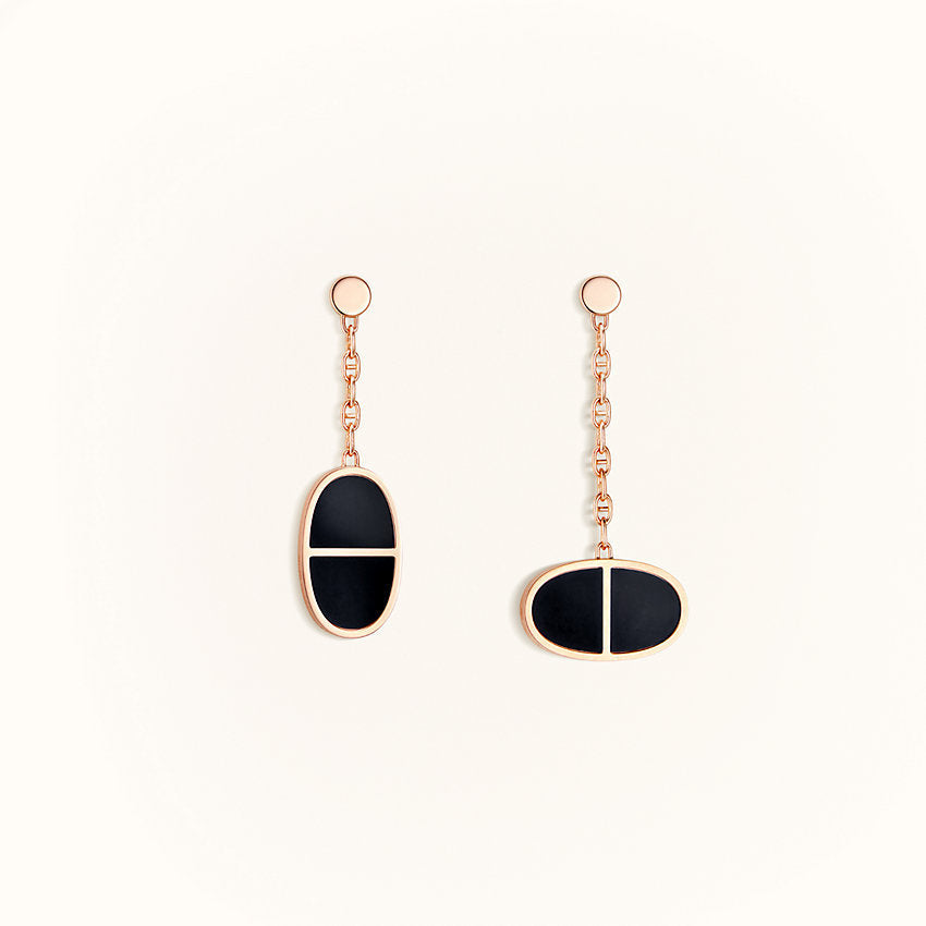 [Rose Jewelrys]CHAINE VERSO BLACK CERAMIC EARRINGS