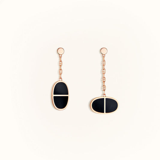 [Rose Jewelrys]CHAINE VERSO BLACK CERAMIC EARRINGS