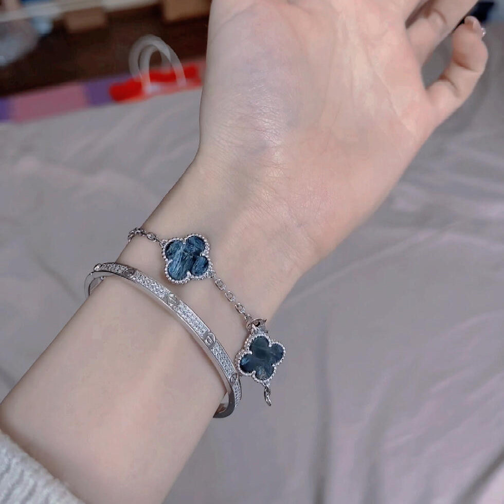 [Rose Jewelrys]CLOVER 5 MOTIF PIETERSITE SILVER BRACELET