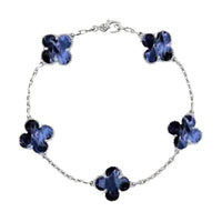[🌹Rose💎]CLOVER 5 MOTIF PIETERSITE SILVER BRACELET
