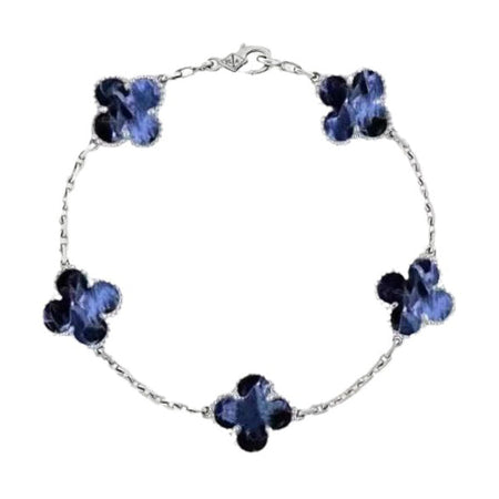 [🌹Rose💎]CLOVER 5 MOTIF PIETERSITE SILVER BRACELET