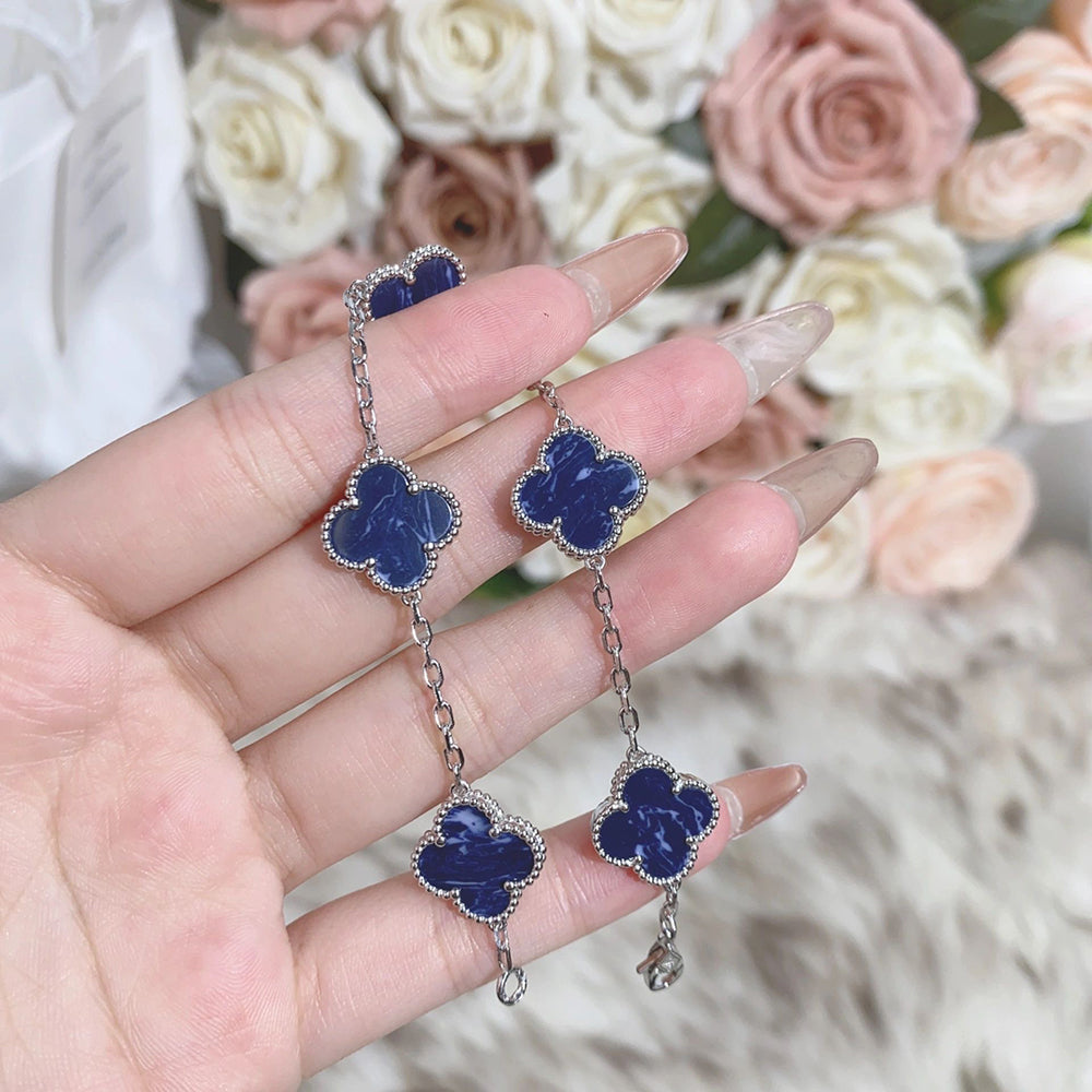 [Rose Jewelrys]CLOVER 5 MOTIF PIETERSITE SILVER BRACELET