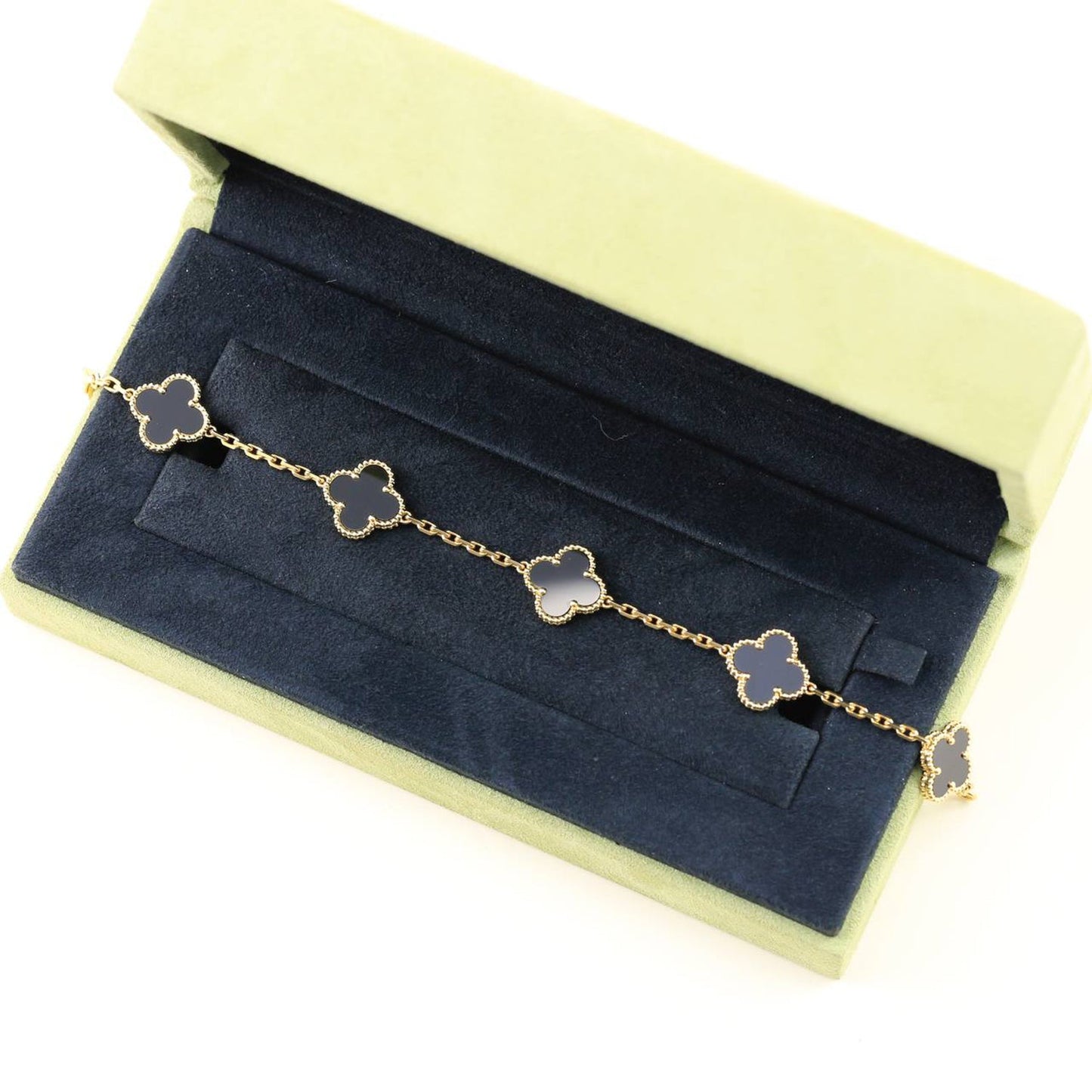 [Rose Jewelrys]CLOVER  5 MOTIFS BLACK ONYX BRACELET