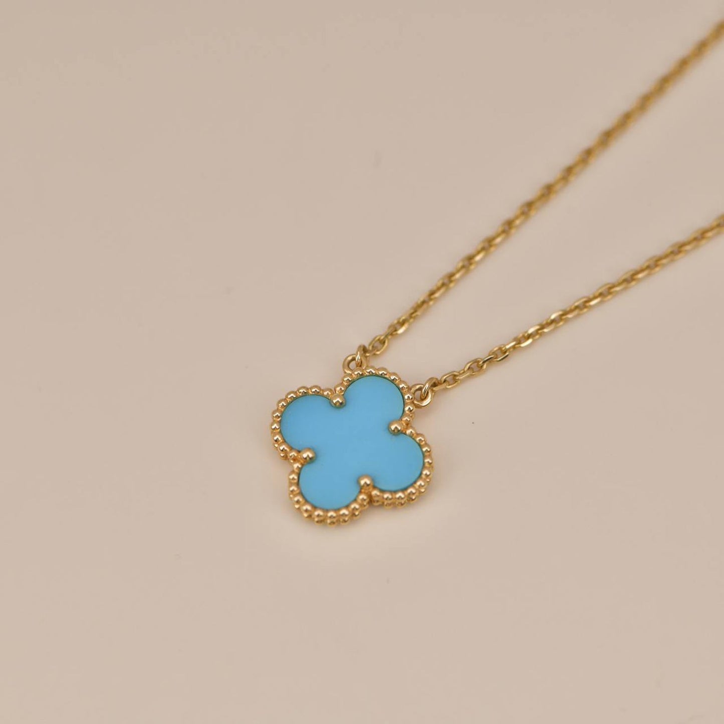 [Rose Jewelrys]CLOVER 15MM VINTAGE TURQUOISE NECKLACE