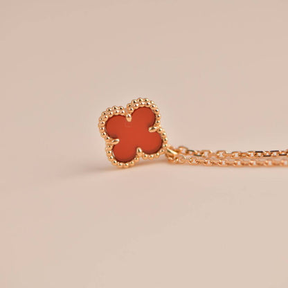[Rose Jewelrys]CLOVER MINI 9.5MM WHITE CARNELIANS NECKLACE