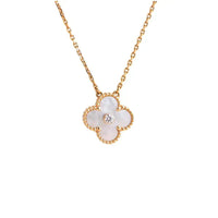 [🌹Rose💎]CLOVER 15MM DIAMOND WHITE FRITILLARIA NECKLACE
