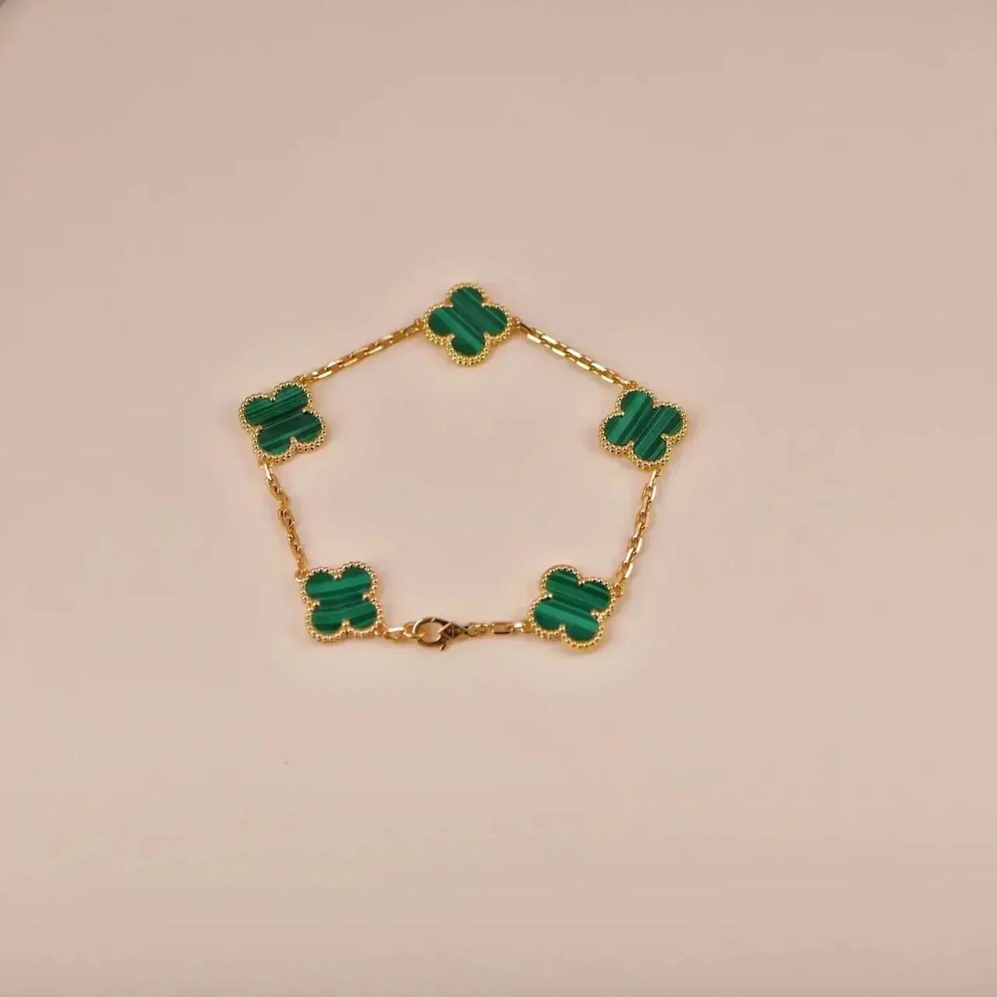 [Rose Jewelrys]CLOVER 5 MOTIFS MALACHITE BRACELET