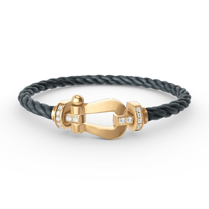 [Rose Jewelrys]FORCE LARGE HORSESHOE HALF DIAMOND BRACELET GOLD