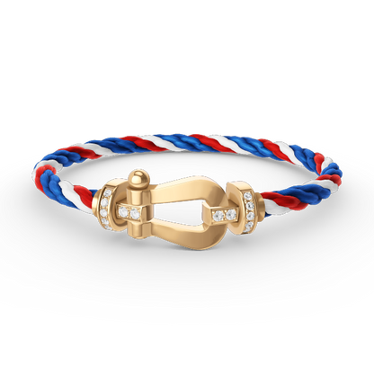 []FORCE LARGE HORSESHOE HALF DIAMOND BRACELET GOLD