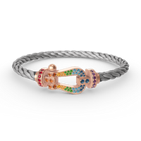 [🌹Rose💎]FORCE LARGE HORSESHOE  COLORED DIAMOND BRACELET ROSE GOLD
