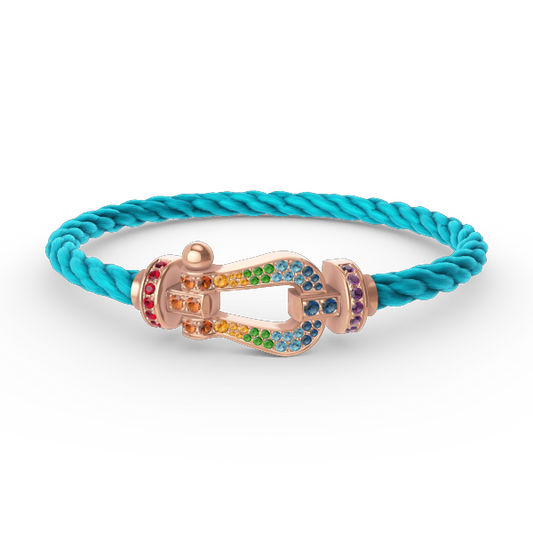 [Rose Jewelrys]FORCE LARGE HORSESHOE  COLORED DIAMOND BRACELET ROSE GOLD