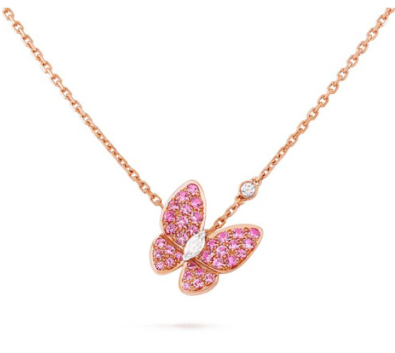 [Rose Jewelrys]BUTTERFLY RED DIAMOND ROSE GOLD NECKLACE