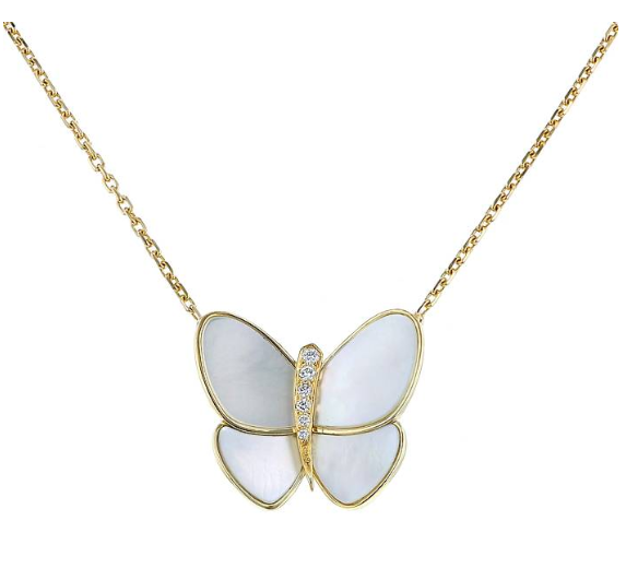 [🌹Rose💎]BUTTERFLY GOLD MOP DIAMOND NECKLACE