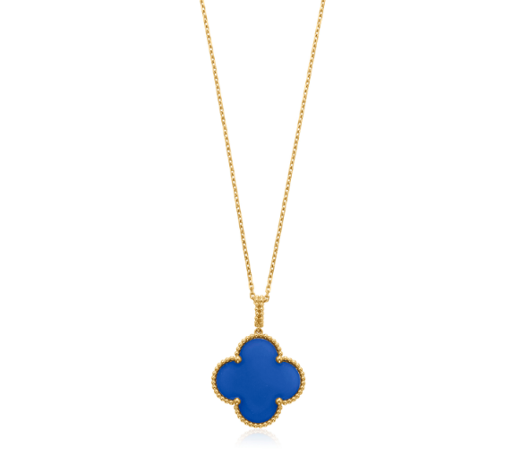 [Rose Jewelrys]CLOVER 25MM NECKLACE TURQUOISE ROSE GOLD