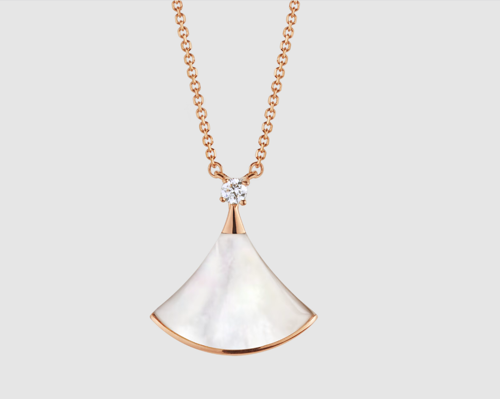 [Rose Jewelrys]DREAM NECKLACE WHITE MOP PINK GOLD 1 DIAMOND