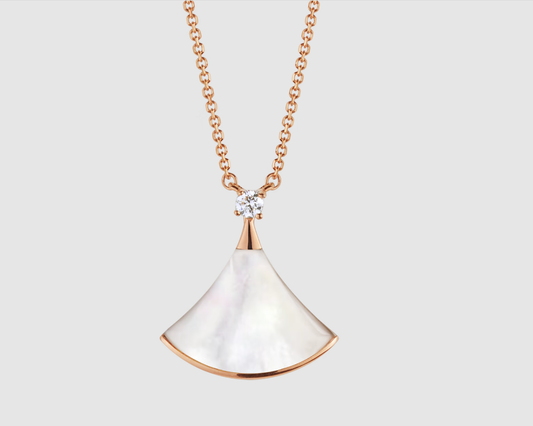 [Rose Jewelrys]DREAM NECKLACE WHITE MOP PINK GOLD 1 DIAMOND