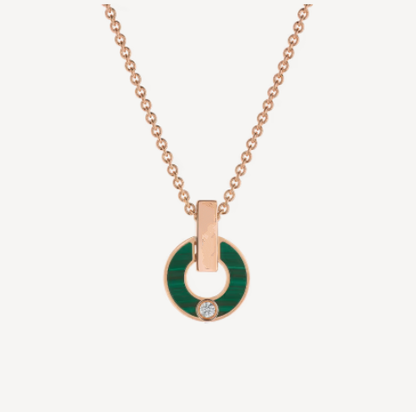 [Rose Jewelrys]GARI NECKLACE PINK GOLD MALACHITE