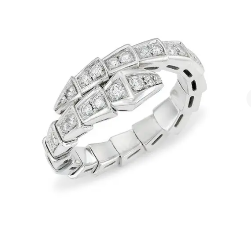 [Rose Jewelrys]SERPENTI RING SILVER DIAMOND PAVED 4MM