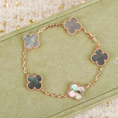 [Rose Jewelrys]CLOVER 5 MOTIF GRAY MOP  BRACELET