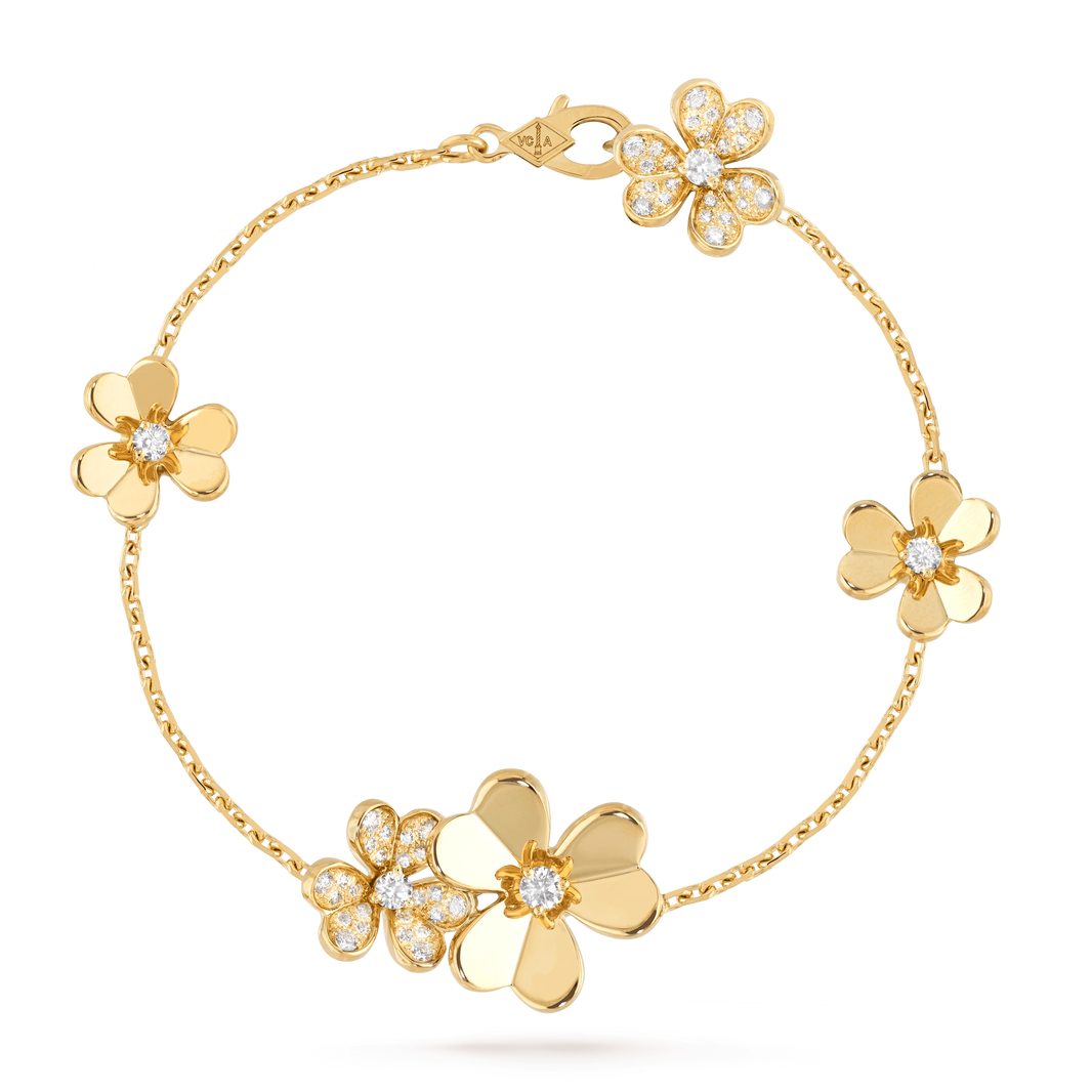 [🌹Rose💎]FRIVOLE GOLD 5 FLOWERS BRACELET