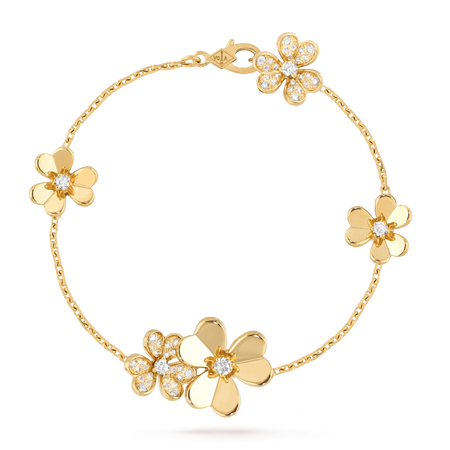 [🌹Rose💎]FRIVOLE GOLD 5 FLOWERS BRACELET