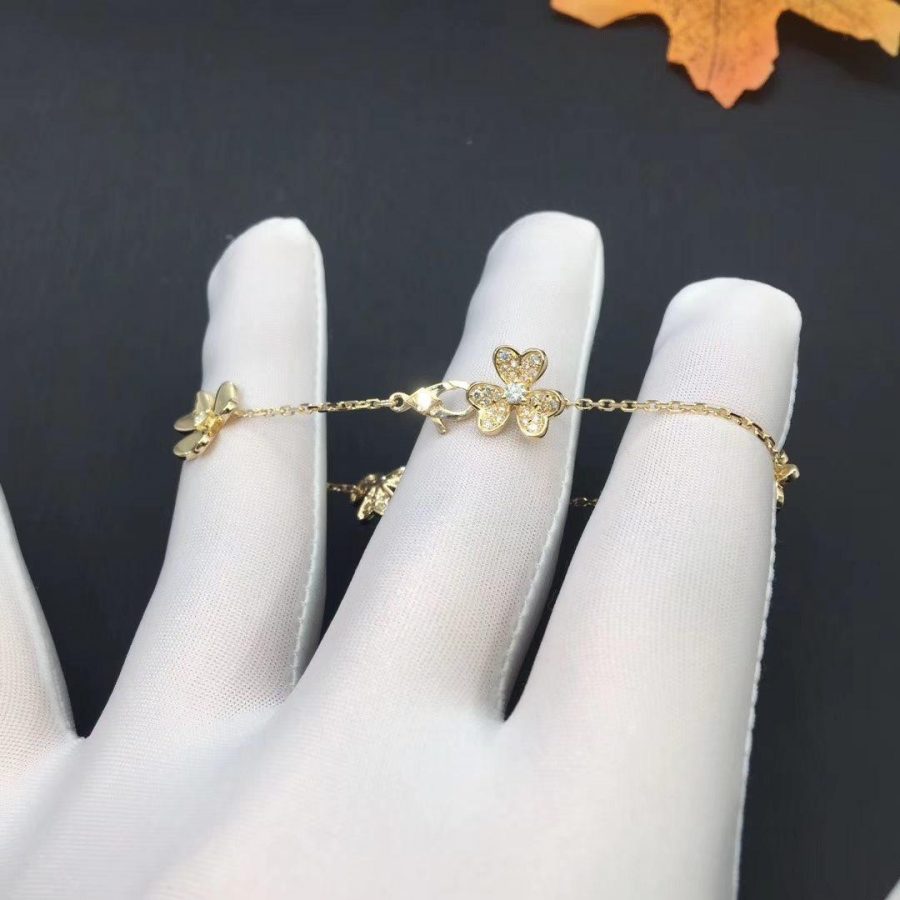 [🌹Rose💎]FRIVOLE GOLD 5 FLOWERS BRACELET