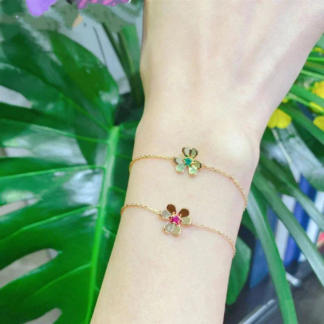 [Rose Jewelrys]FRIVOLE GOLD FLOWER PINK MALACHITE BRACELET