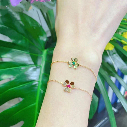 [Rose Jewelrys]FRIVOLE GOLD FLOWER PINK MALACHITE BRACELET