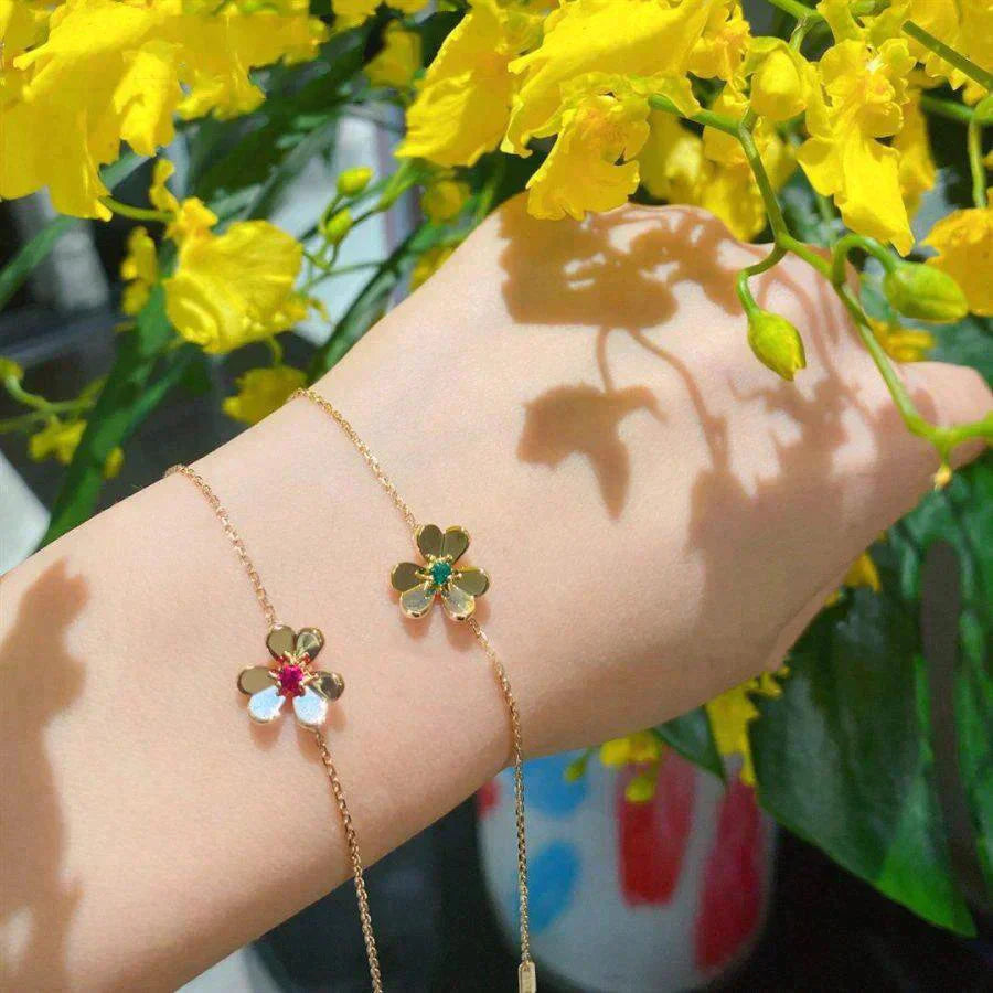 [Rose Jewelrys]FRIVOLE GOLD FLOWER PINK MALACHITE BRACELET