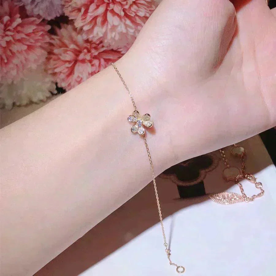 [🌹Rose💎]FRIVOLE GOLD FLOWER DIAMOND BRACELET