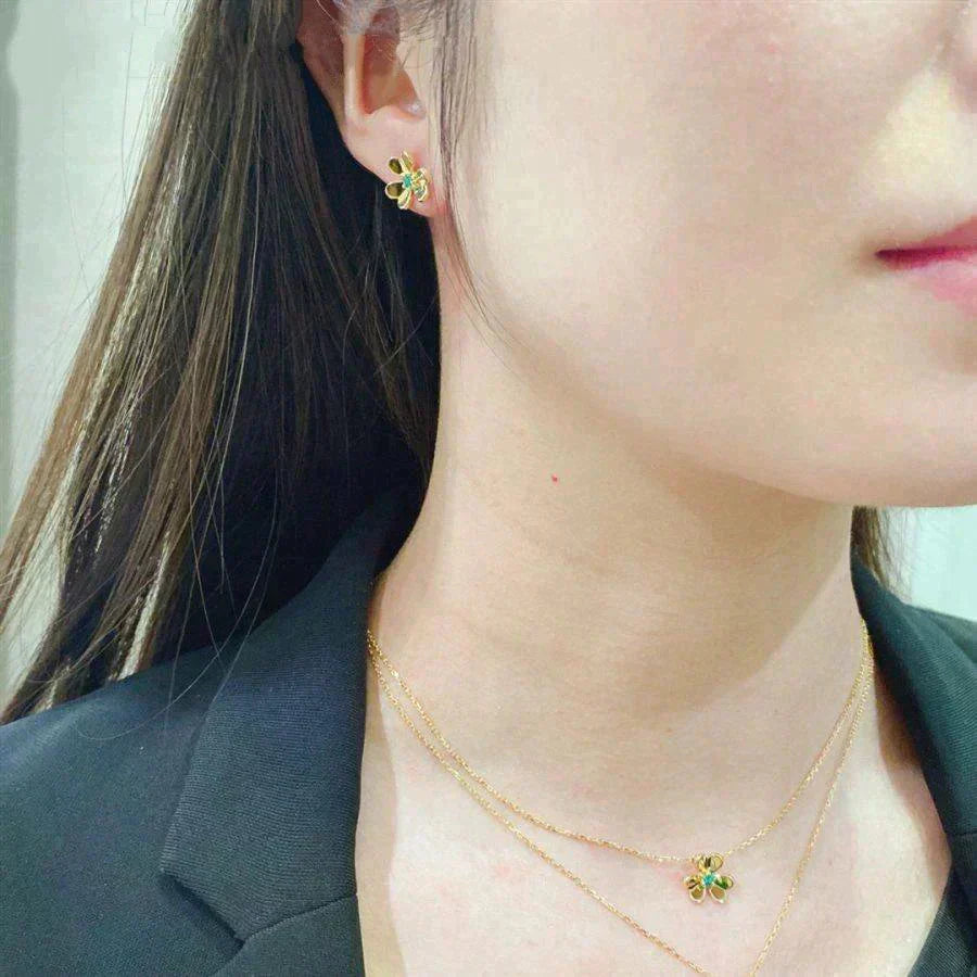 [Rose Jewelrys]FRIVOLE  FLOWER MALACHITE EARRINGS