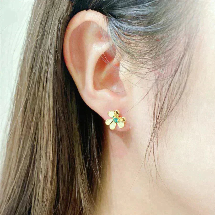 []FRIVOLE  FLOWER MALACHITE EARRINGS