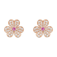 [🌹Rose💎]FRIVOLE PINK GOLD FLOWER DIAMOND EARRINGS