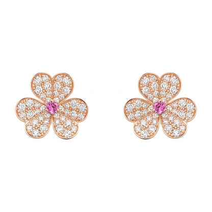 [Rose Jewelrys]FRIVOLE PINK GOLD FLOWER DIAMOND EARRINGS