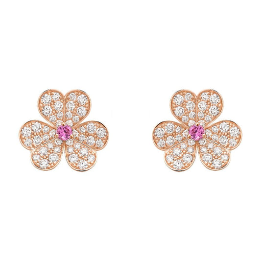[Rose Jewelrys]FRIVOLE PINK GOLD FLOWER DIAMOND EARRINGS
