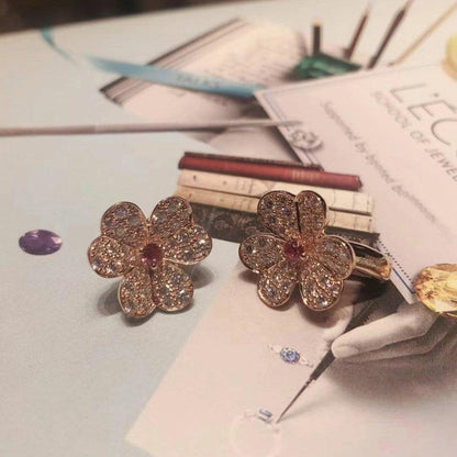[Rose Jewelrys]FRIVOLE PINK GOLD FLOWER DIAMOND EARRINGS