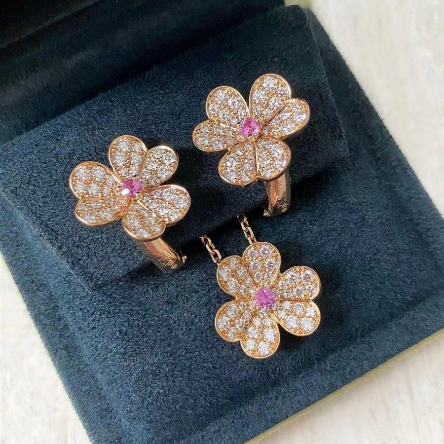 [Rose Jewelrys]FRIVOLE ROSE GOLD FLOWER DIAMOND NECKLACE